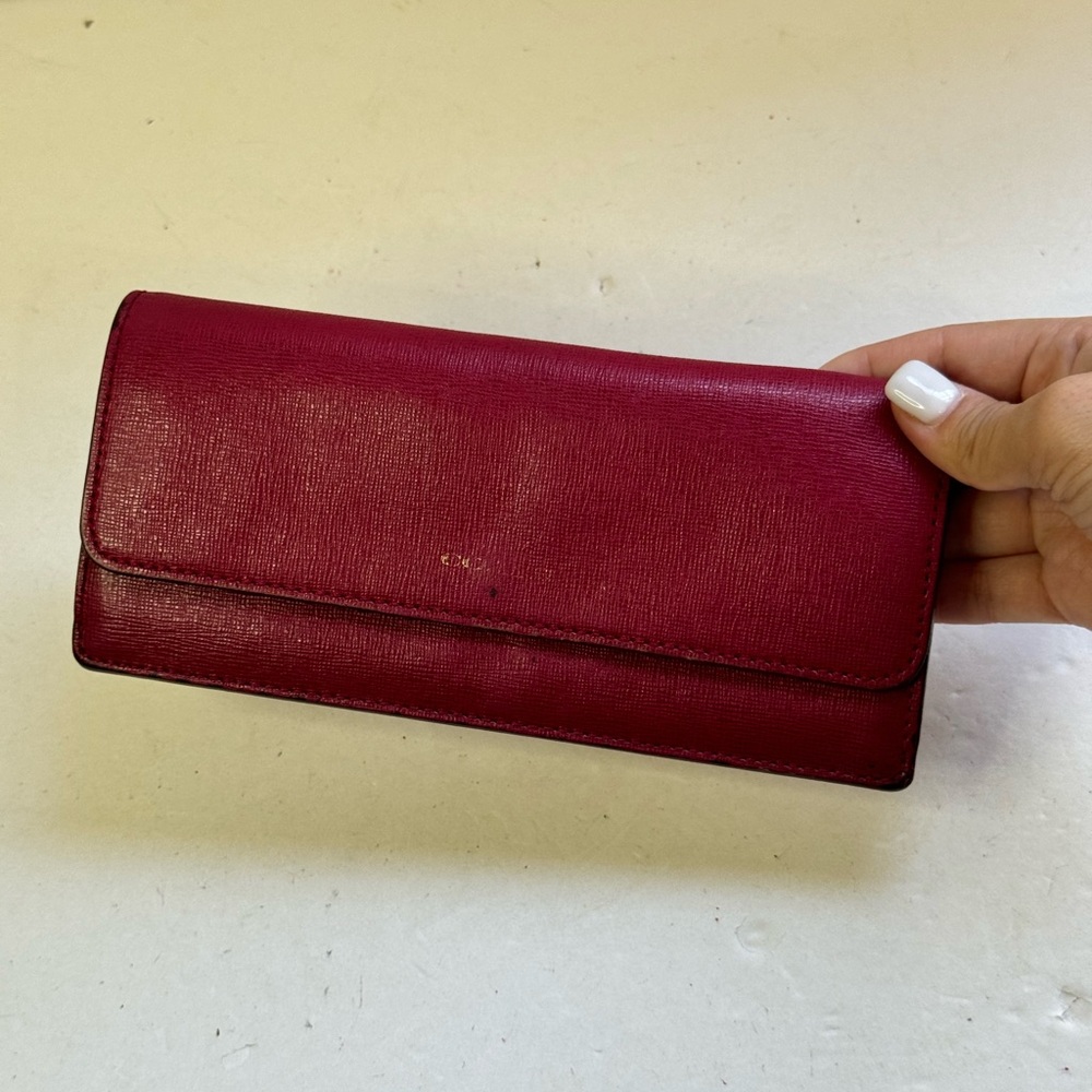 Coach Red Leather Checkbook Wallet